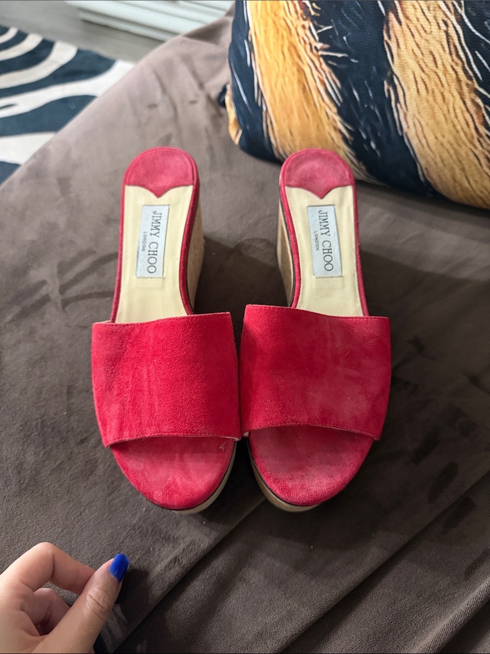 Jimmy Choo Red Suede Slide Clogs
